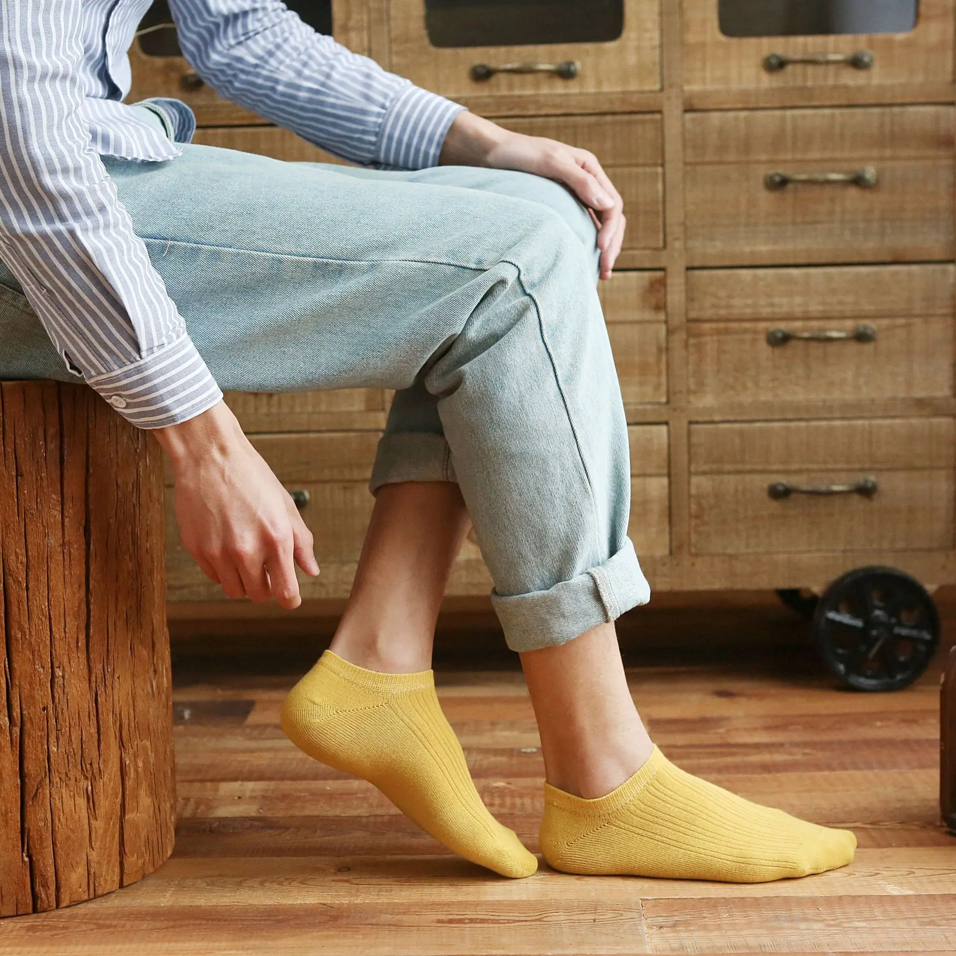 5 Pairs Men Socks New Spring summer Products Pure Color The Shallow Mouth Soft Breathable Cotton Breathable Wholesale