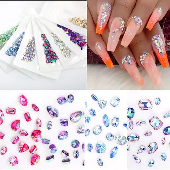 

1 Bag Crystals Clear AB Nail Art Rhinestones DIY Non Hotfix Flat Back Acrylic Nail Stones Gems For 3D Nails Art Decorations