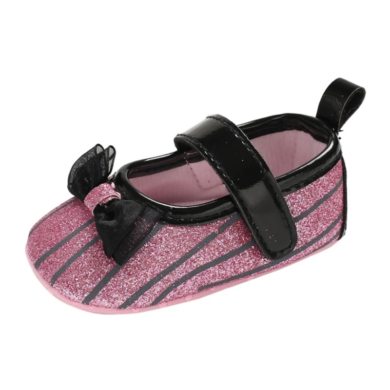 pink Кожаная куртка для девочек Детская кроватка детская обувь для девочек из дышащего материала с пайетками дизайн противоскользящая обувь Повседневные кроссовки для детей ясельного возраста, на мягкой подошве, в первую очередь - Цвет: pink