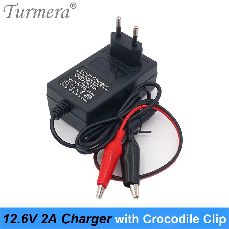 Turmera 12V 12.6V 2A Lithium Battery Charger with Crocodile Clip for Lead Acid 7Ah 10Ah20Ah Motorcycle Power | Электроника