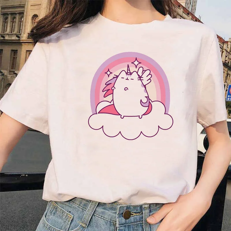 Ullzang милые футболки с котом 90s для женщин Harajuku Забавный мультфильм Kawaii футболка графическая Корейская Футболка Модные женские футболки
