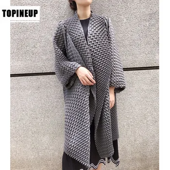 

Female Premium pleated Loose Outwear Long Folded Lapel Fashion trench Coat women clothes 2020