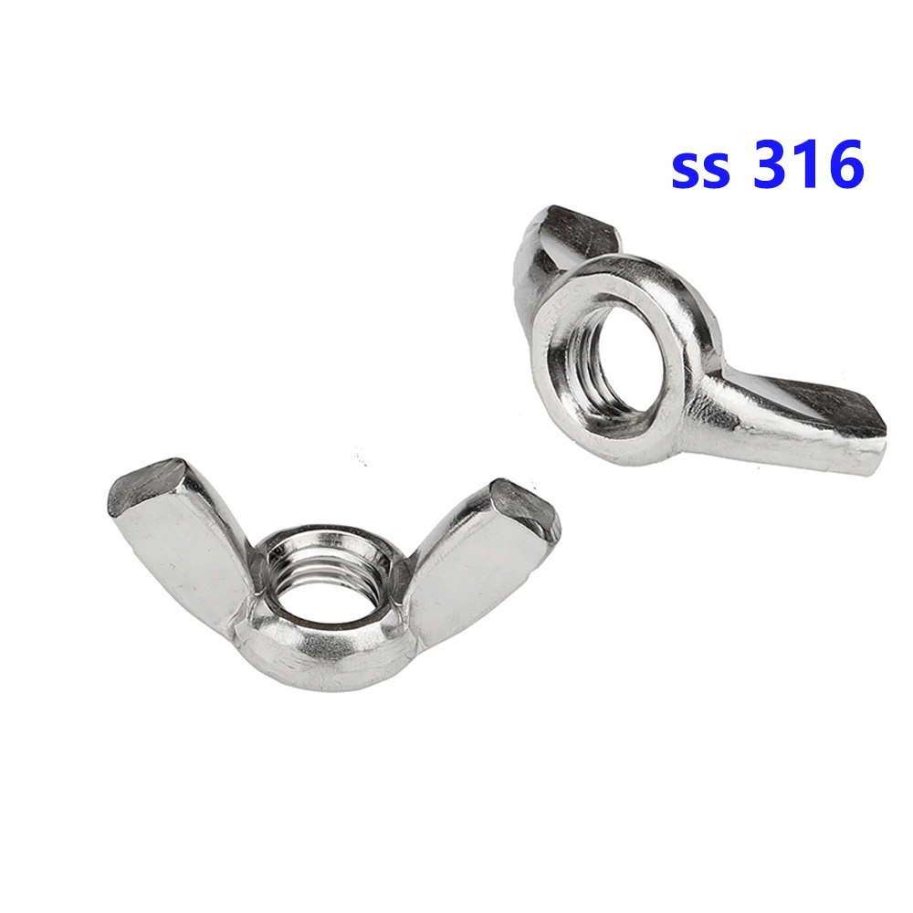 Wkooa Stainless Steel 316 Thumb Nuts Wing M3 M4 M5 M6 M8 M10 M12