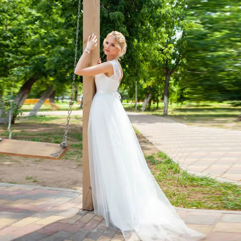 Wedding Dresses Vestido De Novias Wedding Dresses Lace Appliques Longue Formal Simple Bride To Be White Dress
