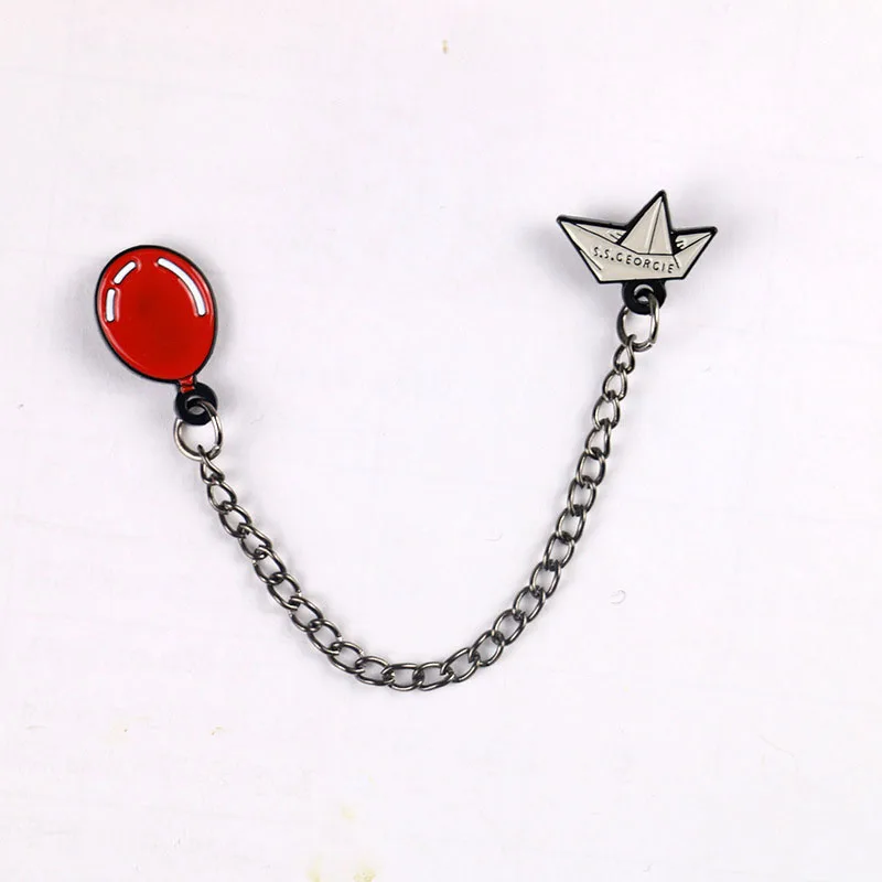 

Movie The Nightmare Before Christmas Pin Chain Brooch Enamel red balloon IT Joker Lapel Pins and brooches Backpack Bags Badge