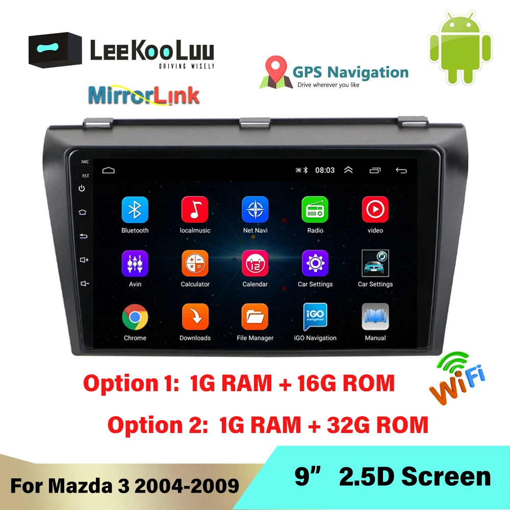 Автомагнитола LeeKooLuu 2 Din Android 8 1 9 дюймов GPS навигация Wi Fi Mirror Link автомобильный