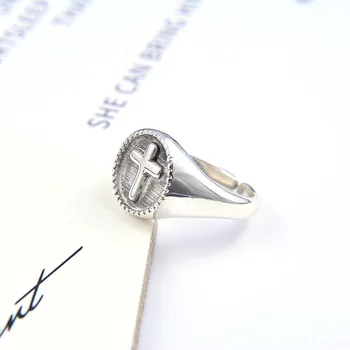 

index finger ring female south Korean contracted individuality restoring ancient ways smooth cross Jesus do old width