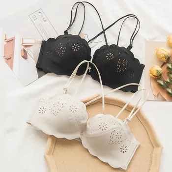 

Wasteheart Women Fashion Yellow Sexy Lingerie Wireless Bralette One-Piece Wireless Cotton Panties Half Cup Bra Sets Underwear