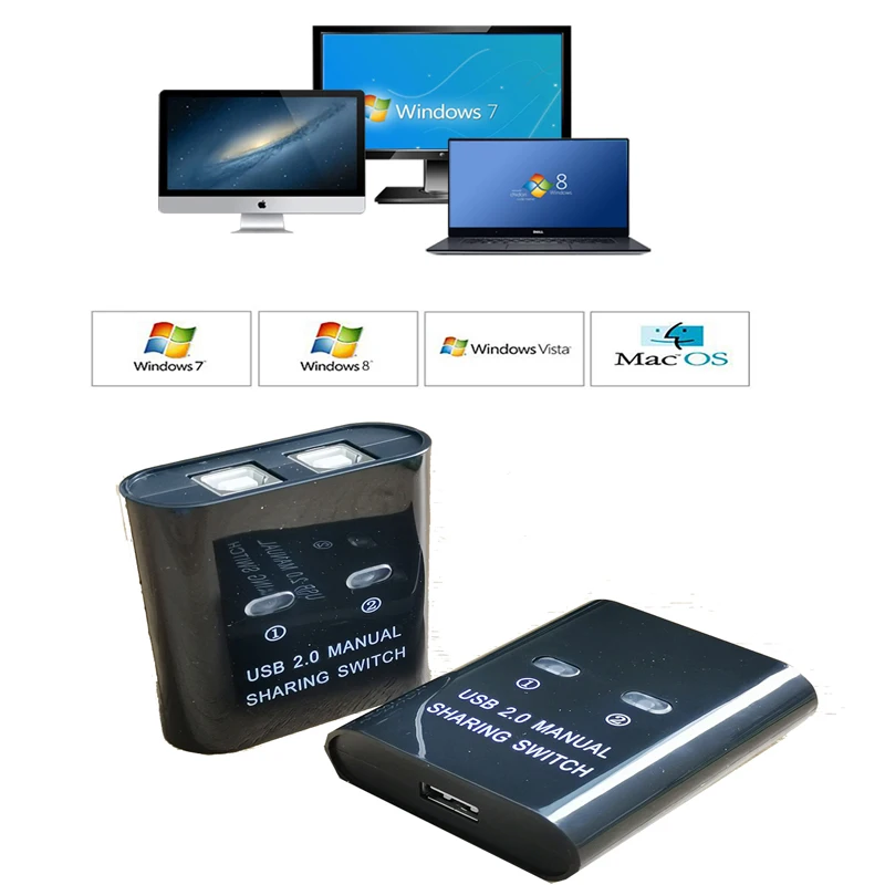 USB 2,0 общий переключатель usb-хаб 2 шт общий доступ 1 USB устройство 2 компьютерная клавиатура мышь U диск
