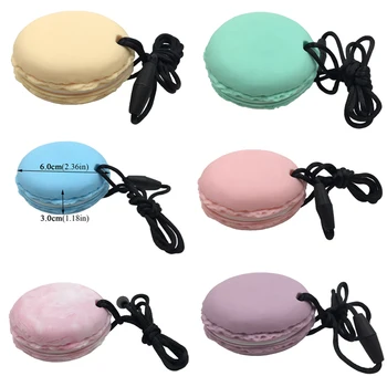 

1Pcs Baby Teether Macarons Biscuits Shape Food Grade Silicone Nursing Chew Silicone DIY Pacifier Chain Pendant Teething Toy Gift
