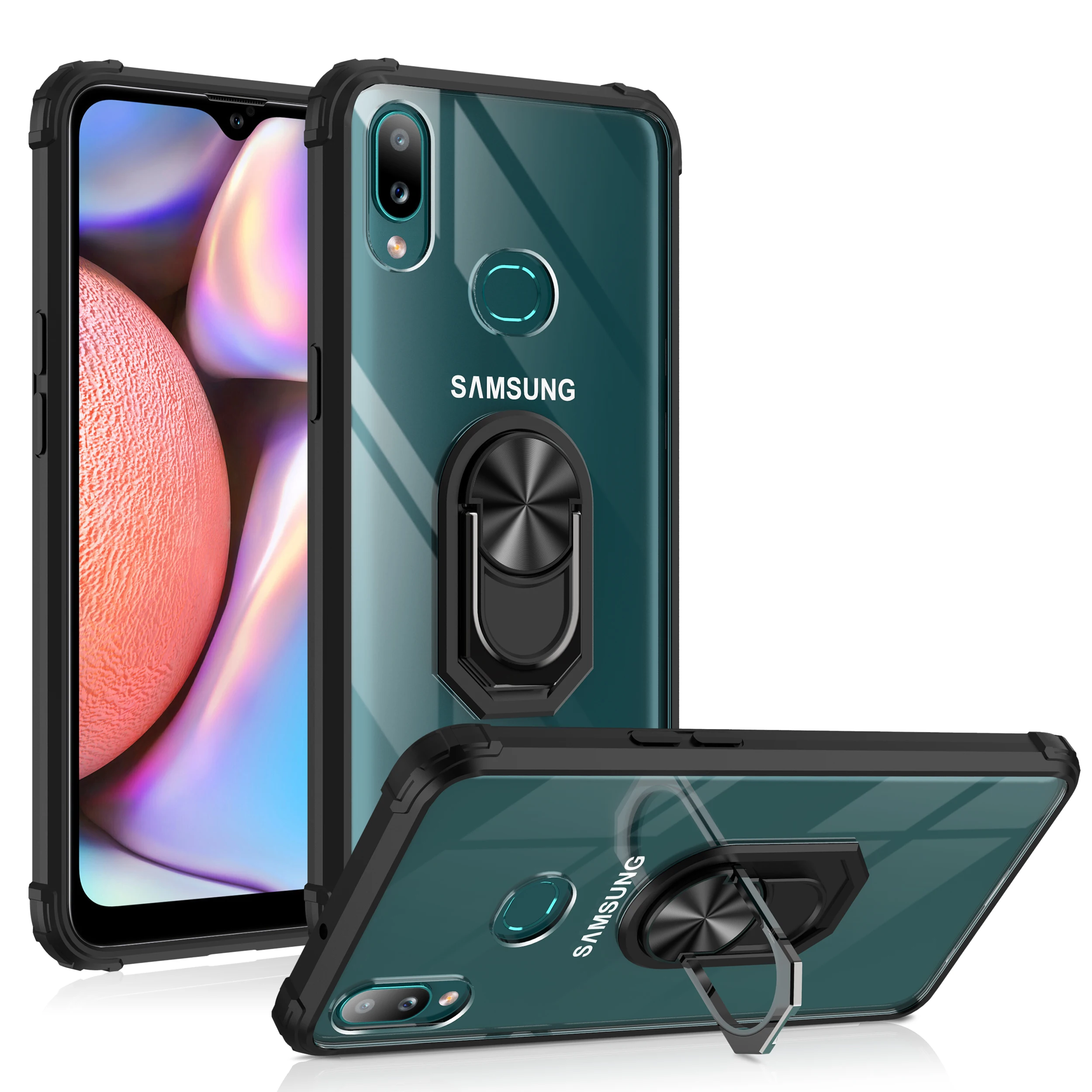 

For Samsung Galaxy A10 A20 A30 A40 A50 A70S M10 Case Silicone Phone Shell Magnetic Car Holder Ring Phone Cases Shockproof Cover