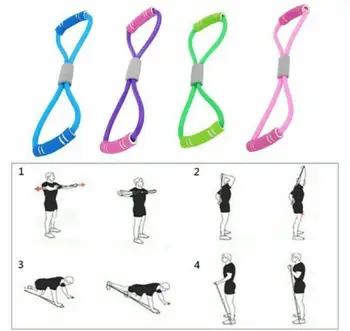 Newest Arrival 8 Shape Yoga Rally Strap Stretch Band Rope Latex Rubber Arm Resistance Fitness Exercise Pilates Yoga Gym 5