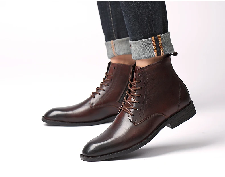 Mring/Зимние полуботинки в английском стиле; деловые мужские ботинки; повседневные Ботинки martin; мужские кожаные ботинки; обувь с заостренным носком на толстой подошве