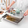 Stainless Steel Food Storage Tray Shallow Drain Trays Vegetable Fruit Dumpling Storage Plate Oil Filter Pan Kitchen Accessories 2