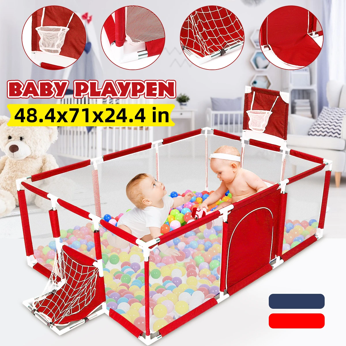 Barrière de sécurité balles de piscine pliables | Parc pour bébé, pour enfants de 0 à 6 ans, terrain de Football, tente de jeu et garde-robe