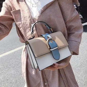 

Luxury women's bag 2019 new Korean retro small square bag fashion hit color shoulder bag Messenger bag personalized handbag