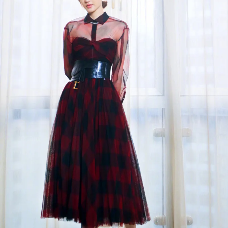 Новые сетчатые юбки с вуалью, Женская газовая юбка с высокой талией, длинная Плиссированная юбка