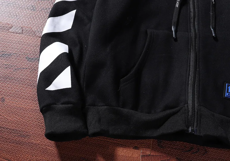 19SS осень зима off-white Marilynna печати плюс бархат кардиган с капюшоном Толстовка