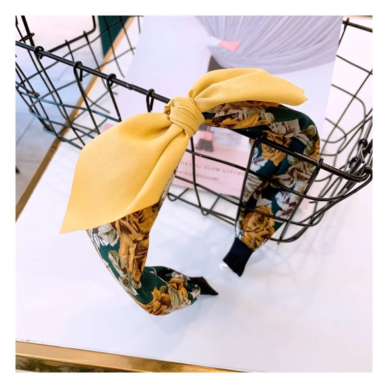 F294S yellow Мода в богемном стиле с цветочным принтом женские обручи Лук головная повязка, аксессуары для волос для девочек opaska сделать wlosow бандо cheveux haar - Цвет: F294S yellow