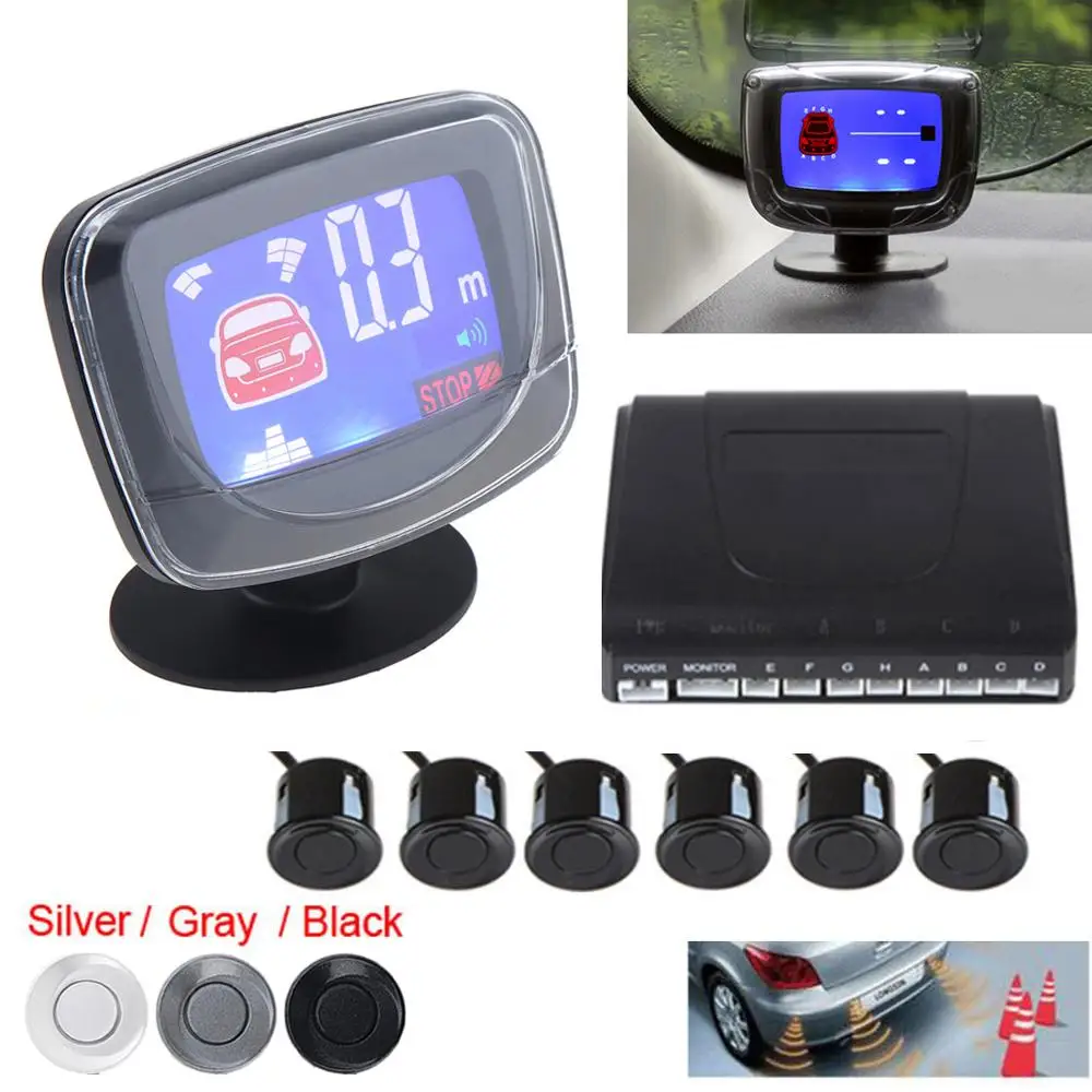 

Dual CPU Sytem Car Parking Sensor System Weatherproof LCD Vehicle Auto Car Reverse 4 Parking Sensor Kit with Step-up Alarm