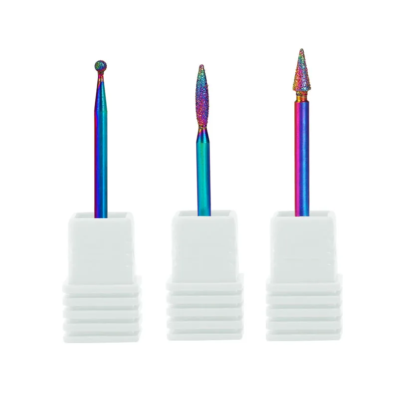 A064-A065-A066 3Pcs Nail Drill Bits Rainbow Holder Cutter For Manicure Machine Drills Electric Accessories Pedicure Nail Remover Machine Tools - Цвет: A064-A065-A066