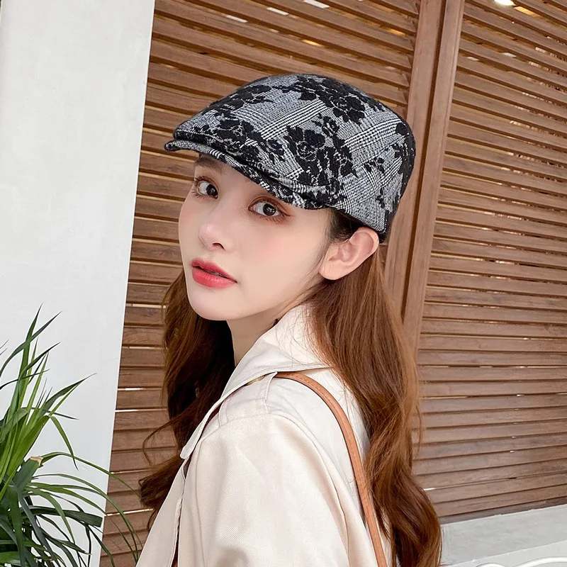 

Boinas Para Mujer Chapeau Femme Hat Female Korean Style Trendy Three-dimensional Flower Embroidery Beret Kapelusz Sombrero 2020