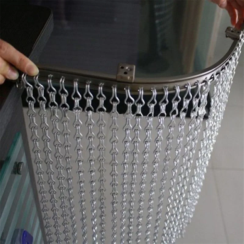 Top European Chain link hook aluminum shower curtain silveryAntistatic