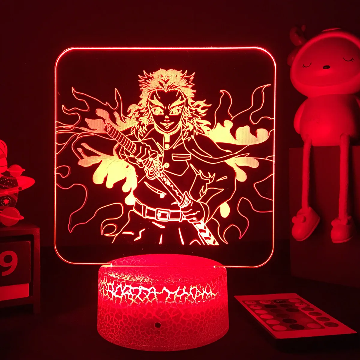 Demon Slayer Kimetsu NoYaiba Rengoku Kyojuro 3D LED Lampe Licht 16 Farben Anime