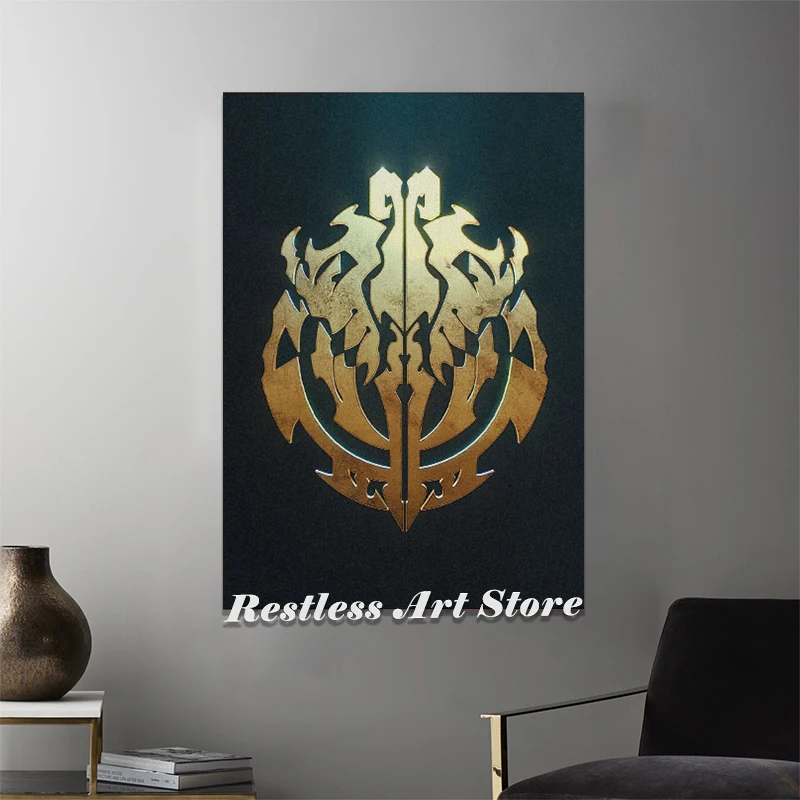 Overlord логотип Аниме Манга Плакат рамка деревянная холст художественное украшение