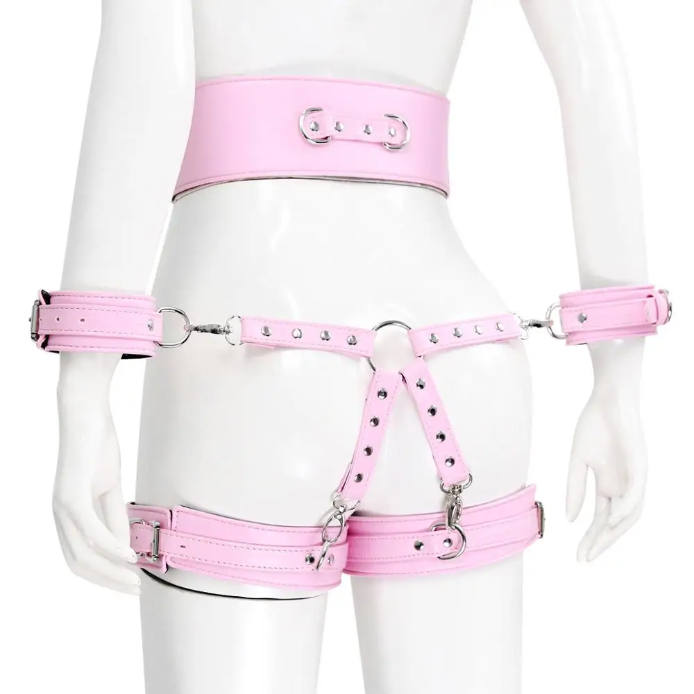 Thierry SM Bondage Set Include Waistband Wrist & Thigh Cuffs Cross Buckle Adult Games Restraints Handcuffs Leg Cuff Sex Toys sex toys erotic sex toy sex party toys sex bondage toys