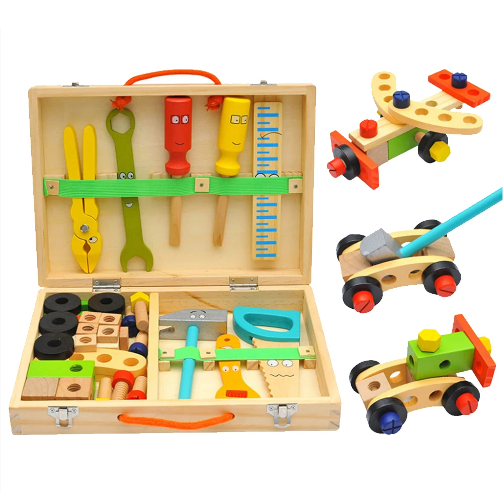 

Baby Simulation Repair Wooden Tool Toy Kids Handle Tool Box Games Learning Educational Toy Screw Assembly Garden Toys For Boy