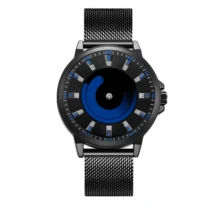 

Fashion Vortex Watch Personality No Pointer Whirlpool Dial Quartz Watch Men and Women Creative Mesh Steel Band Watch Sport Reloj