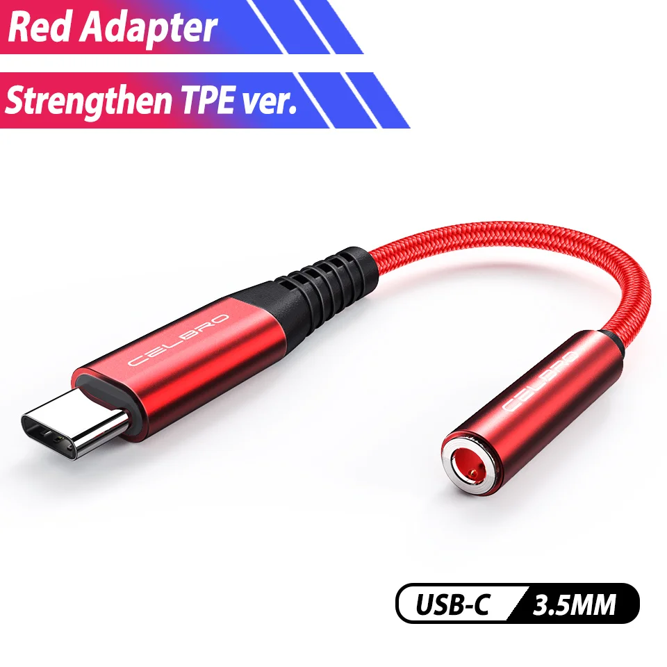 Type C 3.5mm Aux Adapter Usb Type C To 3.5MM Aux Audio Cable Headphone Jack Adapter For Google Pixel 4 3 2 XL Huawei P30 Pro - Color: Red