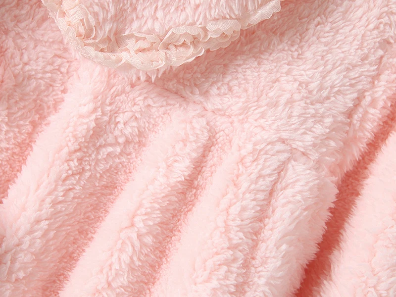 Женские розовые фланелевые ночные рубашки, зимние теплые мягкие плюшевые ночные халаты с воротником «Питер Пэн»