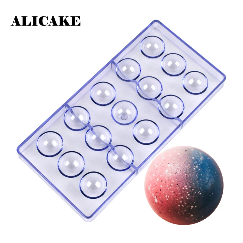 15 Cavity Smooth Ball Polycarbonate Molds For Chocolate 32mm In