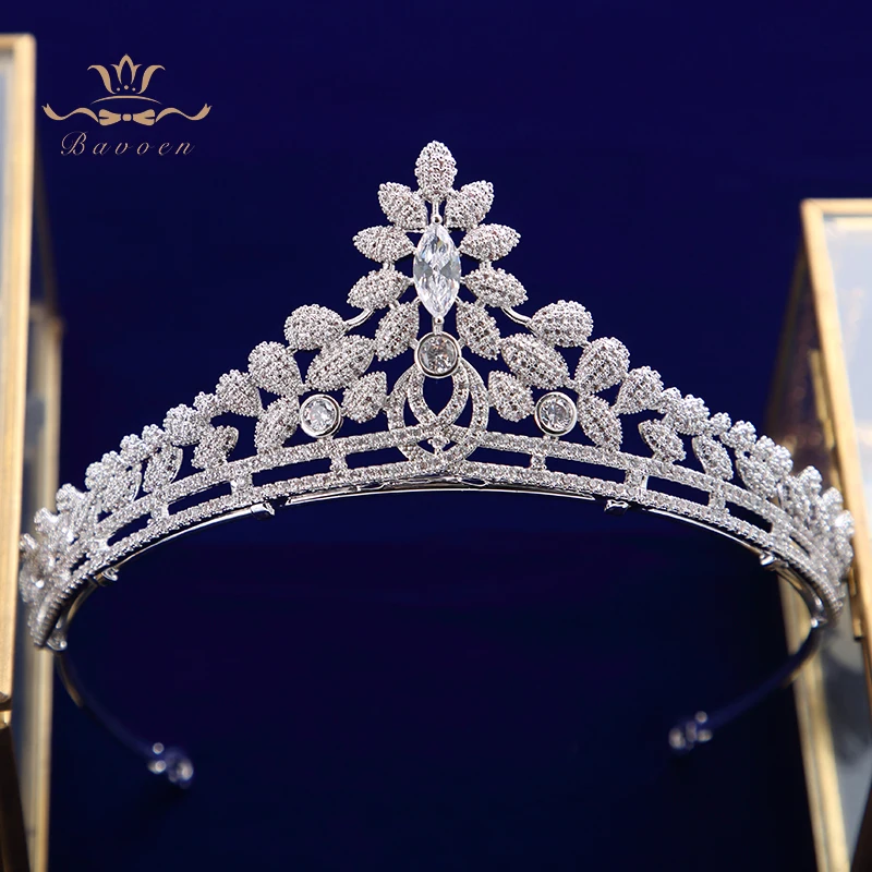 

Elegant Simple Silver Bridal Tiaras Crowns Crystal Zircon Wedding Headpieces For Prom Hair Accessory