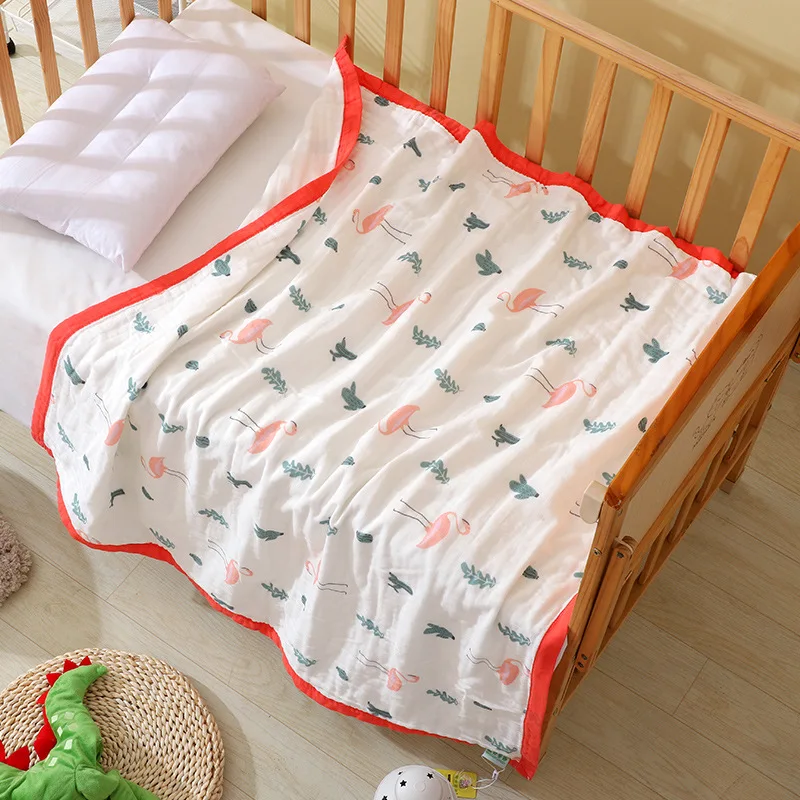 

Yan Fan Playful Pure Cotton Six-layer Gauze Covered Edge Children's Quilt Color Stripes Jacquard Baby Children Bath Towel Baby B