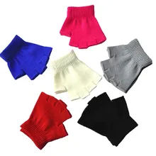 Перчатки без пальцев для детей, одноцветные,, зимние перчатки без пальцев для маленьких девочек и мальчиков, теплые перчатки, перчатки для детей