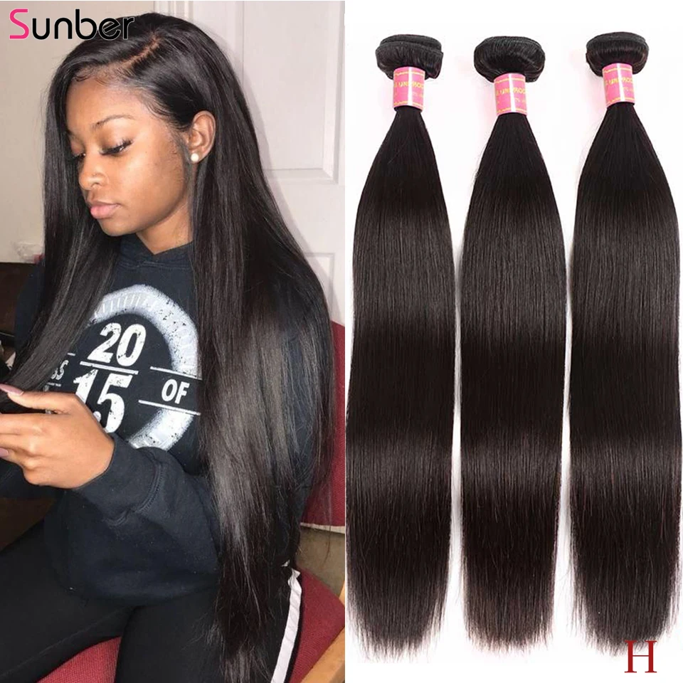 Hair-Bundles Remy-Hair Sunber 8-30inch Straight 30-Peruvian-Bone Black-Color Natural