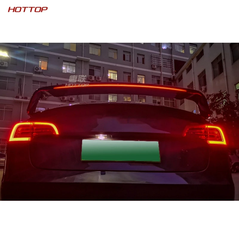 ABS черный Задний спойлер заднего багажника, крыла крышка украшения для Tesla модель 3 с подсветкой