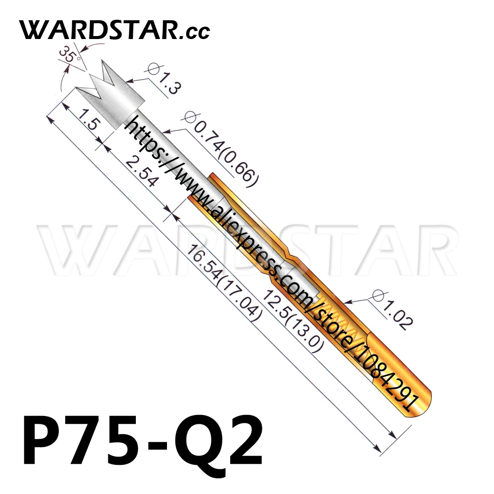 100PCS P75-B1 Dia 1.02mm 100g Cusp Spear Spring Loaded Test Probes Pogo Pins  LD 