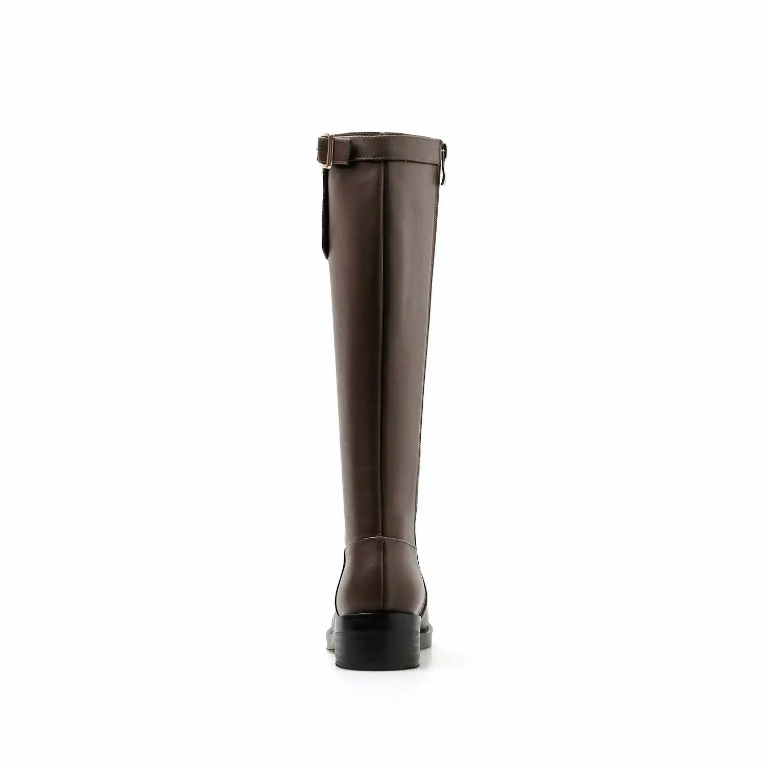 krazing pot Winter round toe cow leather buckle fasteners superstar long boots keep warm med heel riding thigh high boots l72