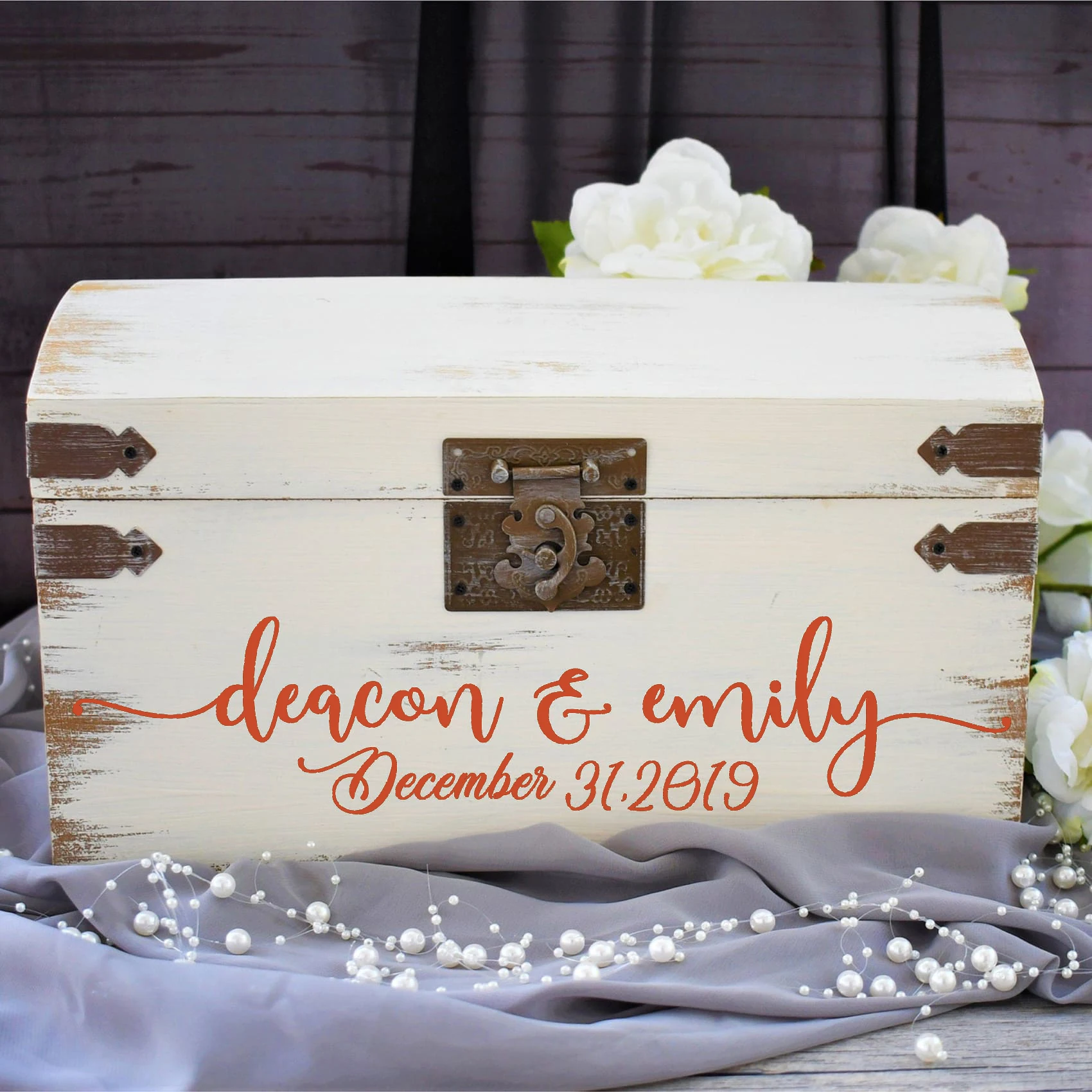 Classic Wedding Custom Name Date Card Box Stickers Personalized Vinyl Wedding Advice Box Decals Couples Decoration Poster HJ0167