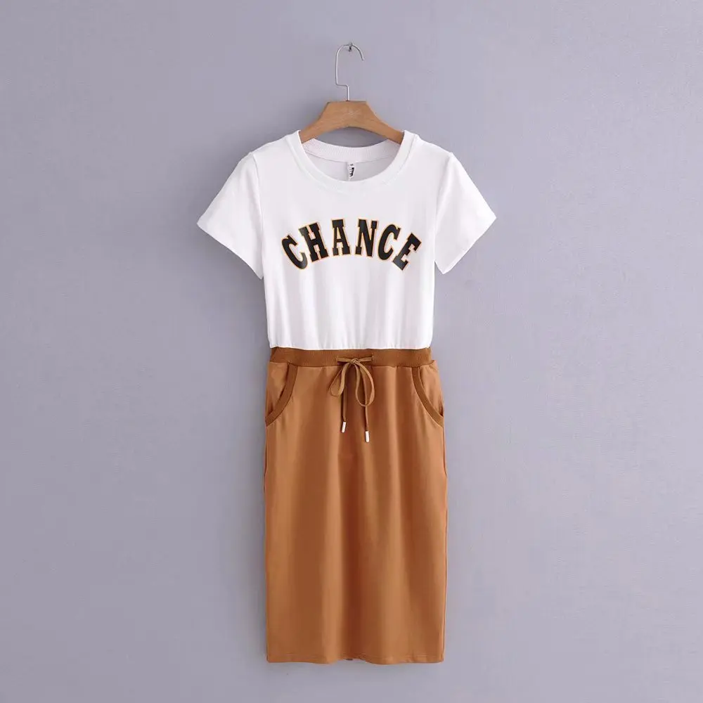 

2018 Summer Wear New Style Korean-style Loose Fashion Waist Hugging Slimming Floral Printed Dress Joint Contrast Color Skirt J83