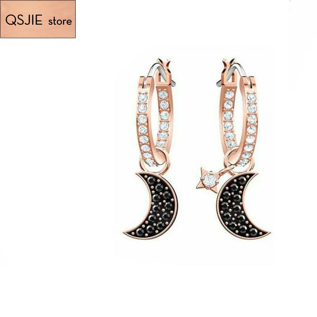 Высокое качество SWA новые черные женские серьги