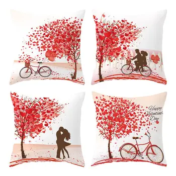 

Pillow Case Valentine Day Decoration Cushion Cover letters Print Pillow Covers for Couch Sofa 18in Set Of 4,Tree Lovers