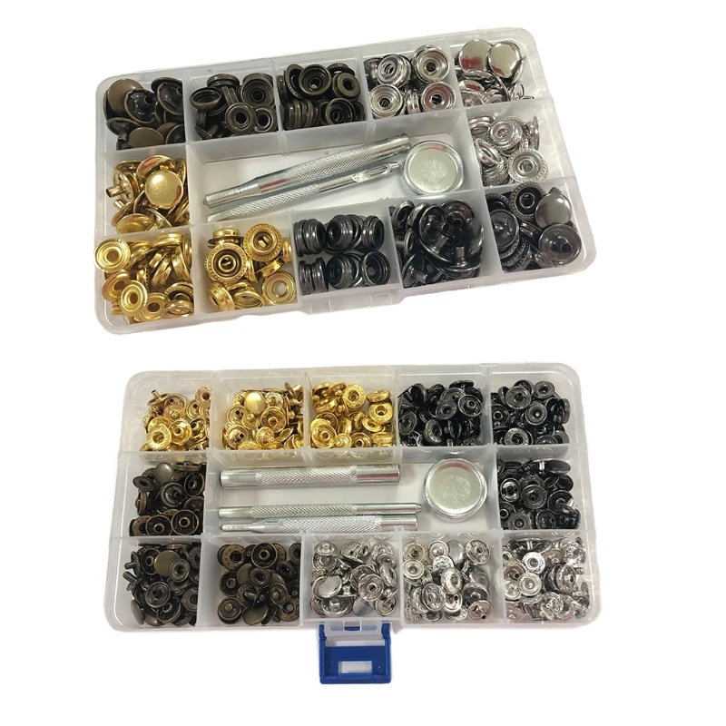 60/100 Sets Leather Snap Buttons Fasterners Kit with 4 Setting Repair Tools Metal Press Studs for Clothes Jacket Jeans | Дом и сад