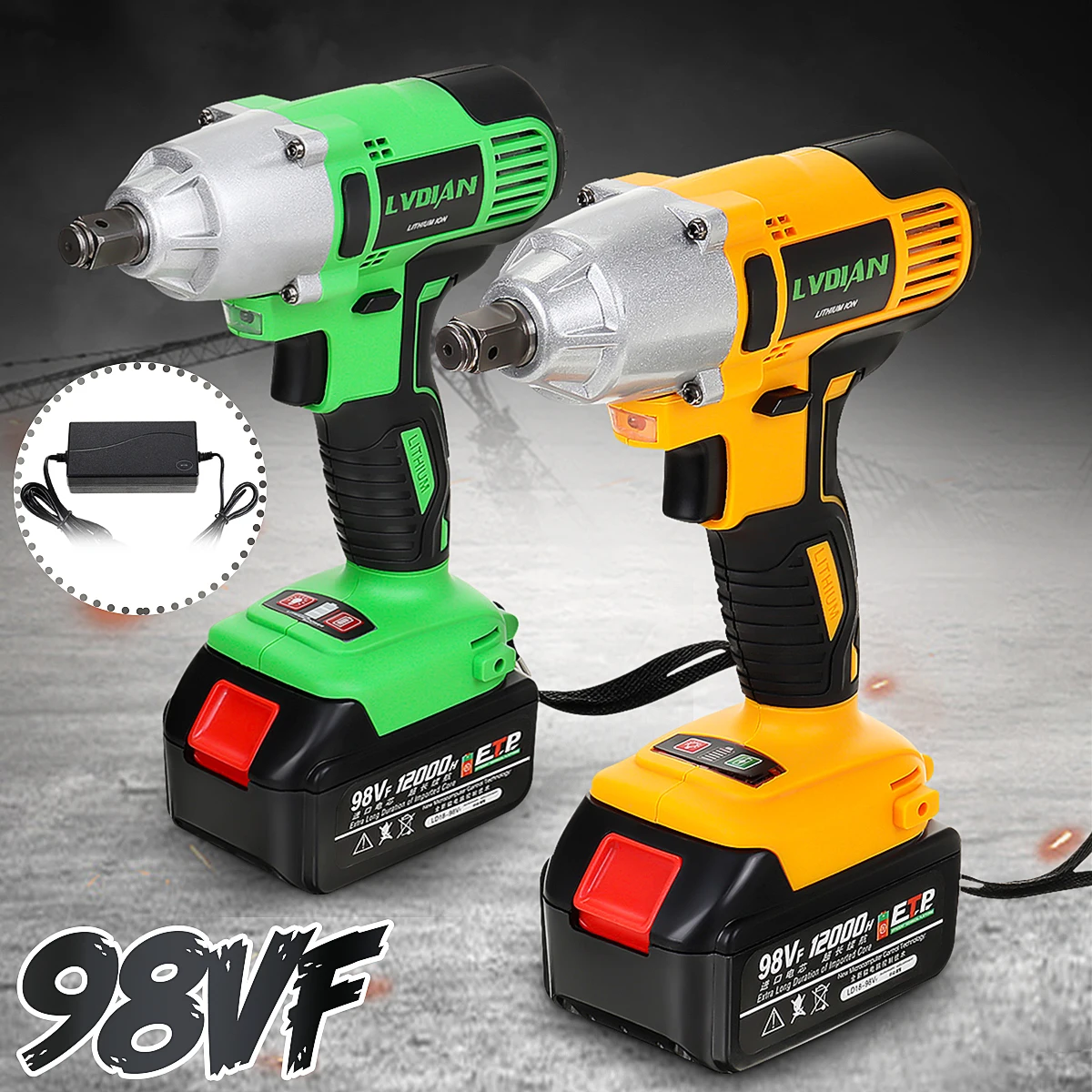 Электрический гайковерт DRILLPRO 98VF 1/2 дюйма бесщеточный ударный дрель с батареей 12000