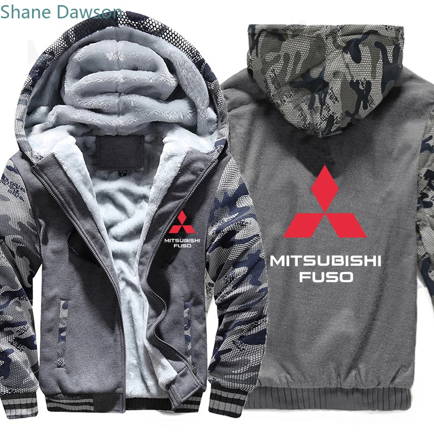 Mitsubishi Fuso толстовки с логотипом, зимняя утепленная камуфляжная куртка на молнии с рукавами для мужчин и женщин, флисовая камуфляжная толстовка с капюшоном, толстовки
