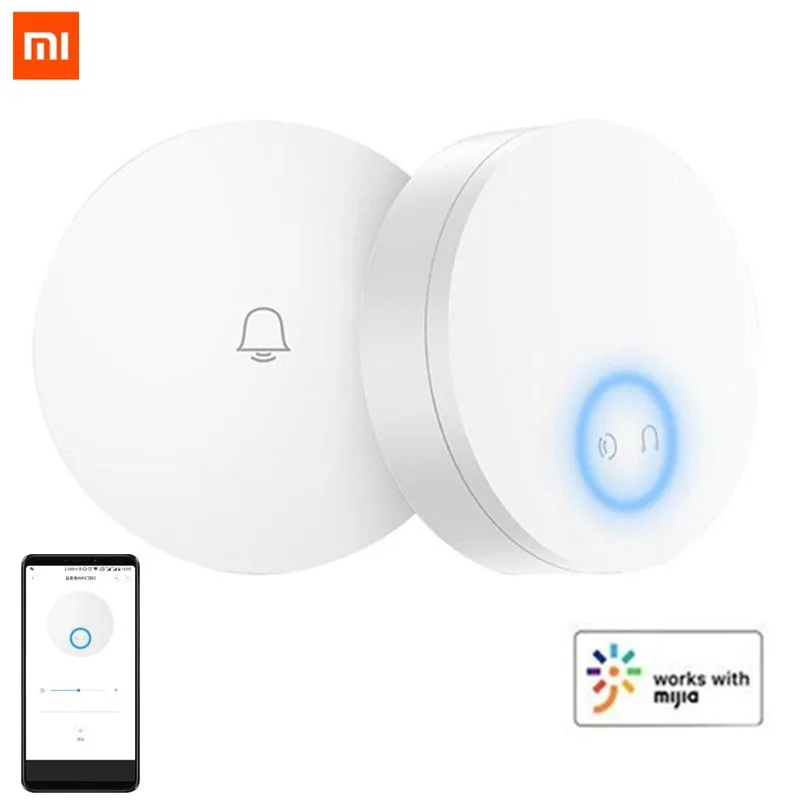 Xiaomi Mijia Linptech WIFI Self-power-generating Wireless Doorbell Work with Mijia APP Smart Control Memory Function AC 110-240V